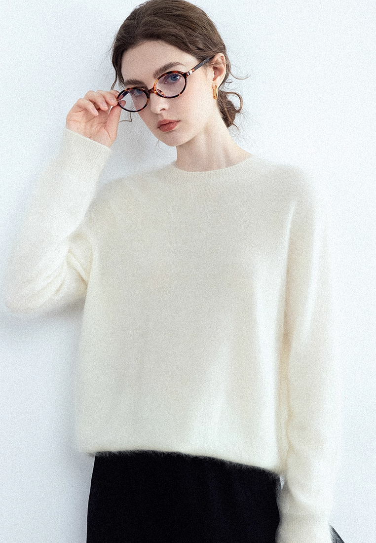 Autumn/Winter Cashmere Crew-Neck Base Knit Sweater CA25102801W