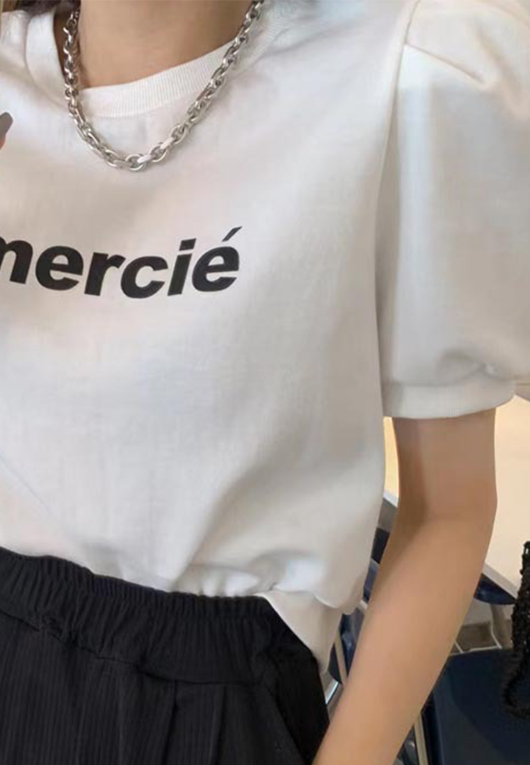 Summer new round neck letter printed T-shirt CA25042913GR