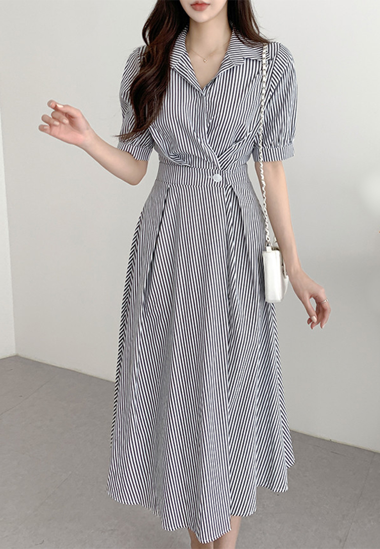 Summer trendy waist cinching dress CA25032747BL