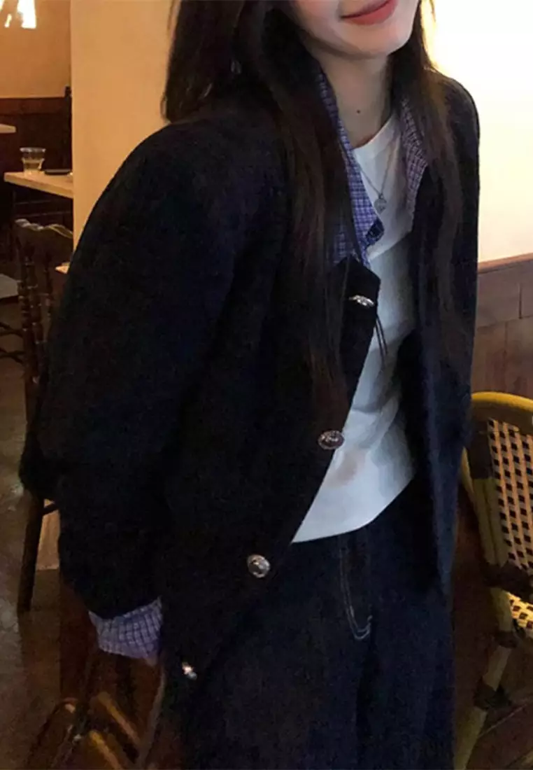 Korean style single breasted stylish jacket CA24092707BL