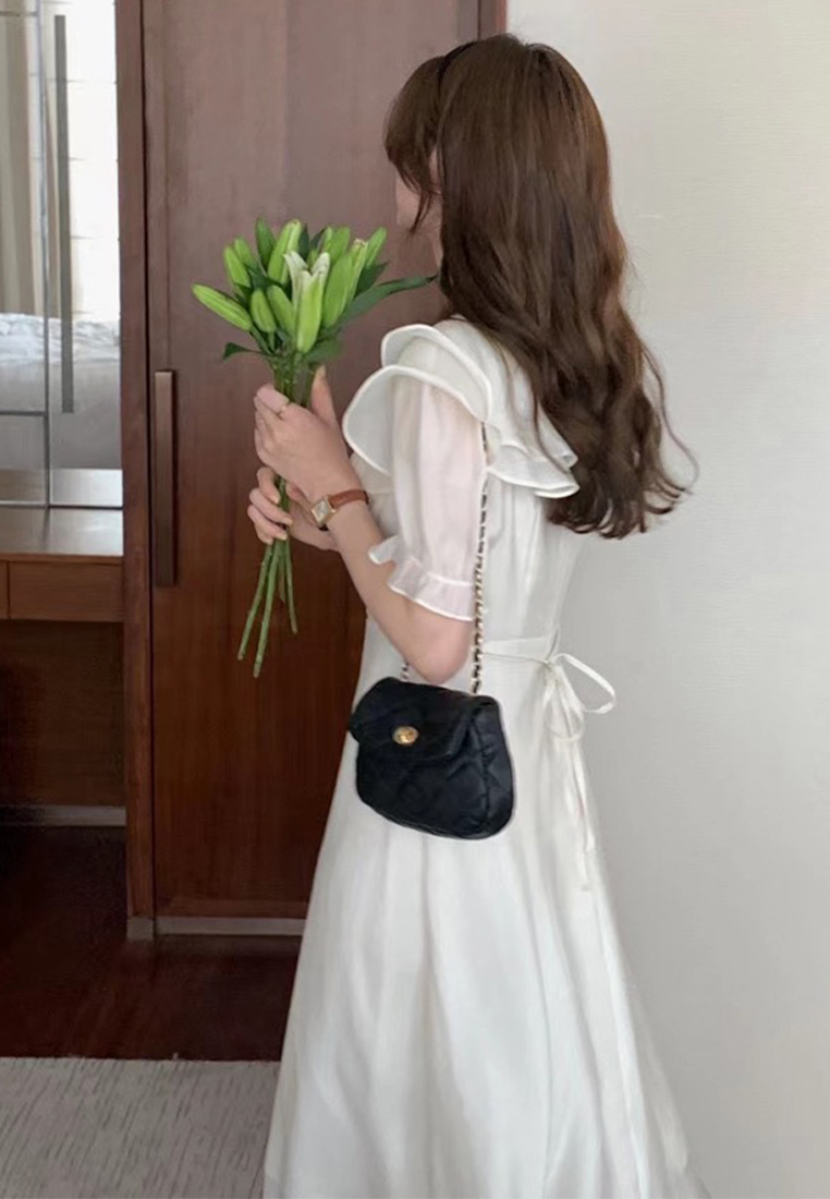 Summer temperament double-layer lapel solid color dress CA25032748BE