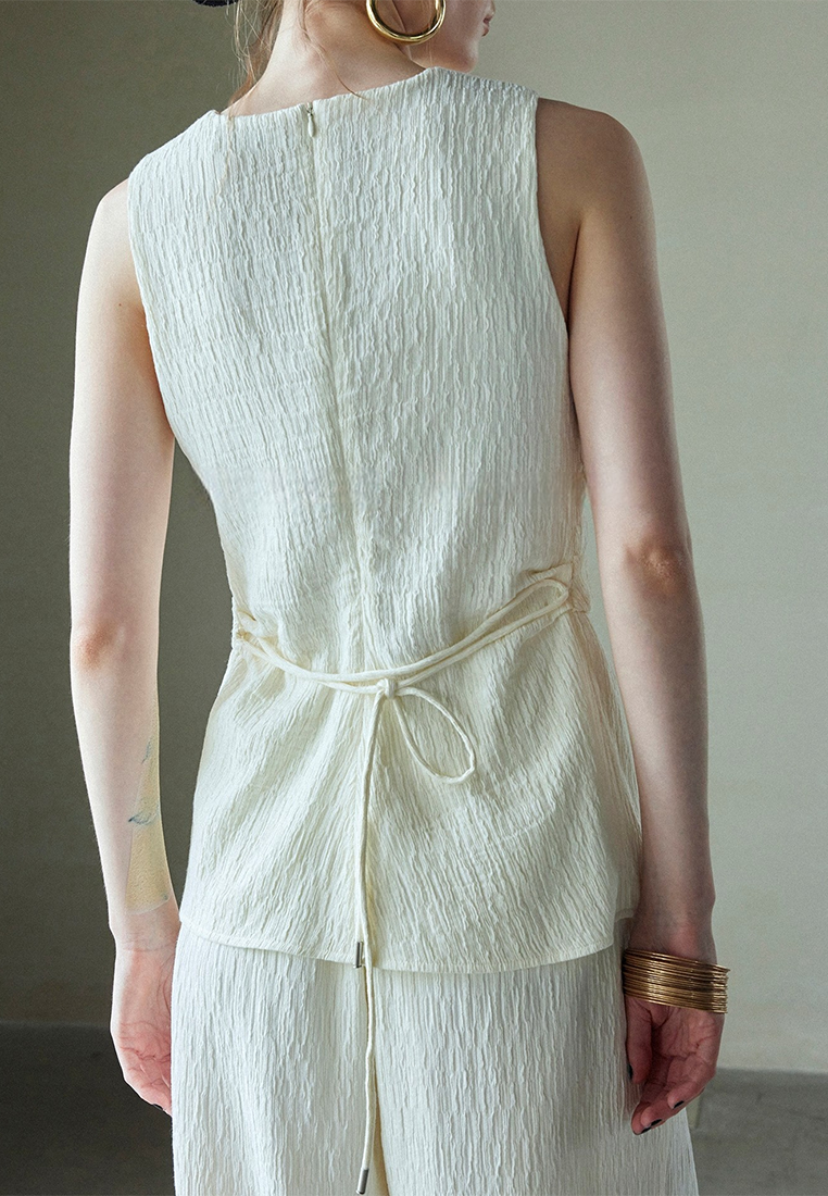 Summer V-neck sleeveless top and wide-leg pants set CA25052101BE