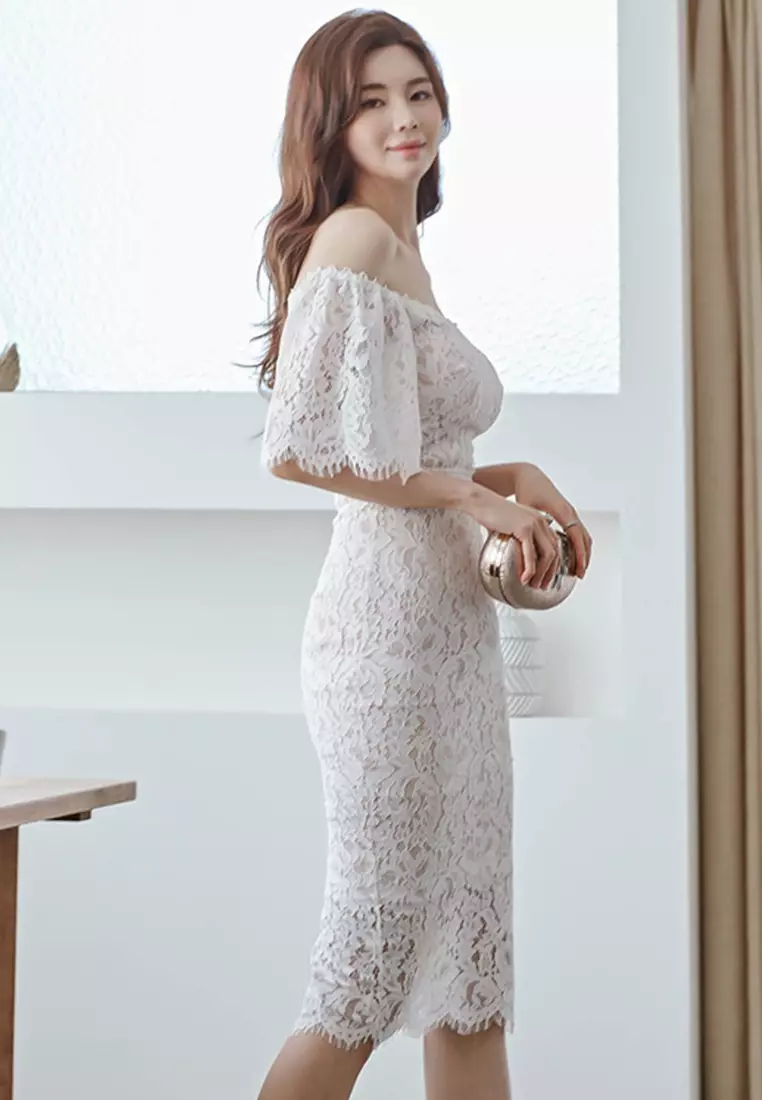 --Temperament One-Line Neck Lace Slim One-Step One-Piece Dress A22050301PI
