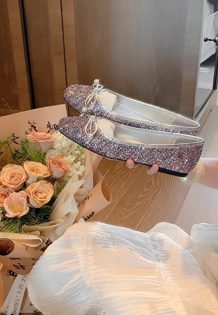Rhinestone bow ballet flat shoes CA25021325W