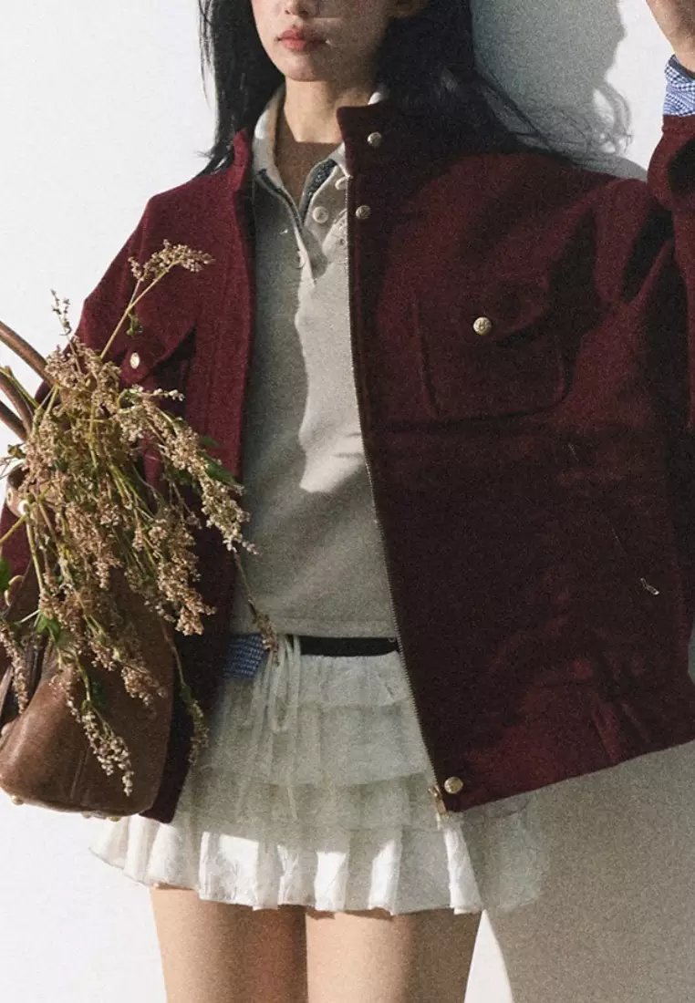 Luxurious new temperament retro Ancora red wool jacket K112502