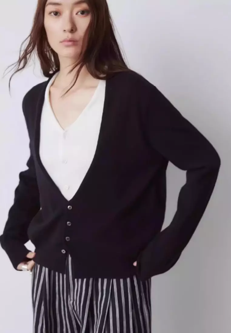 New V-neck Knitted Sweater CA24092333GY