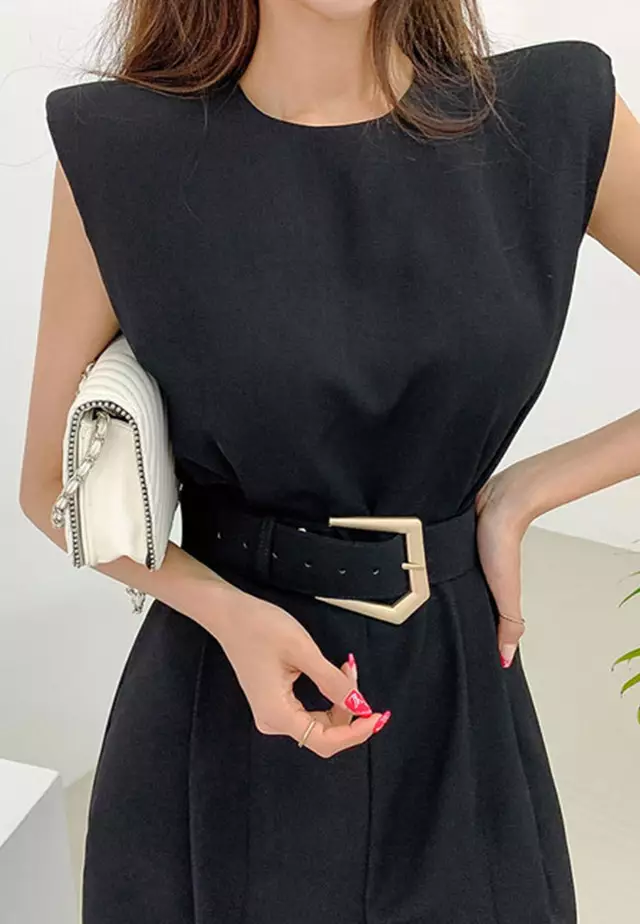 Sleeveless with Hight Slit Hem Maxi jumpsuit A21031907BW