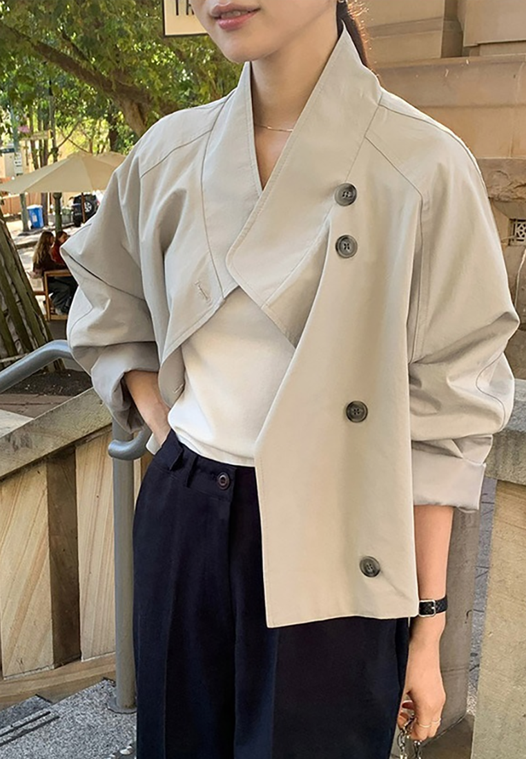 New versatile loose-fitting stand-collar jacket CA25102009GY