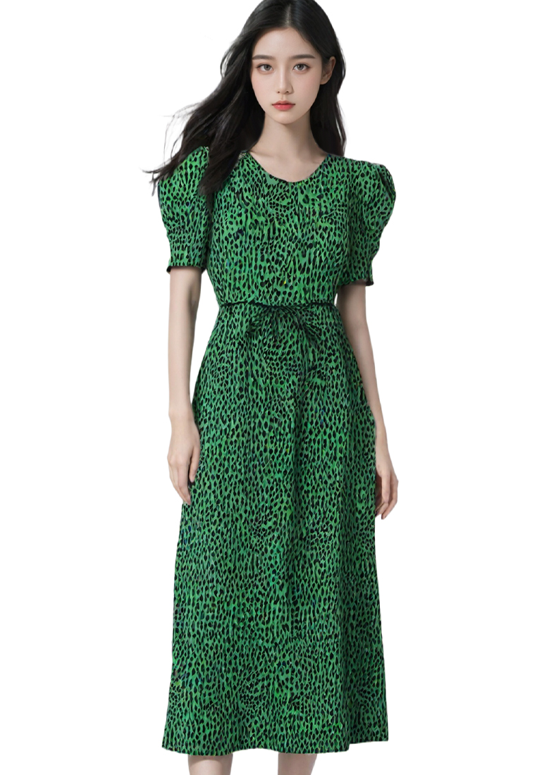 Slim fit leopard print dress CA25032761GR