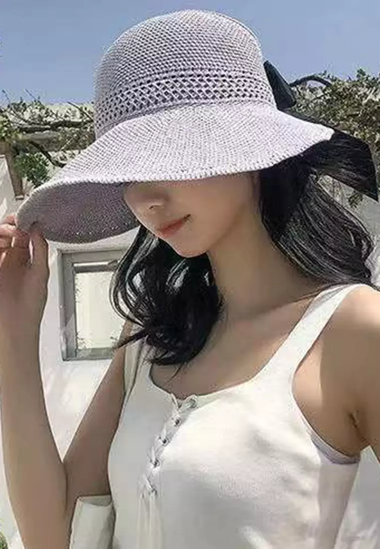 Bow Hollow Big Brim Folding Sunshade Fisherman Caps A22062408PI