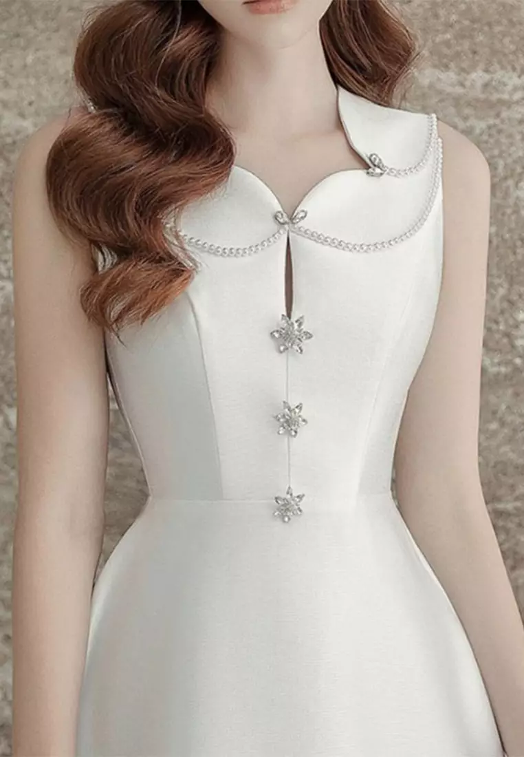 French style light luxury elegant solid color dress CA24102513BK