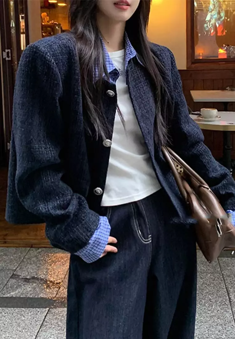 Korean style single breasted stylish jacket CA24092707BL