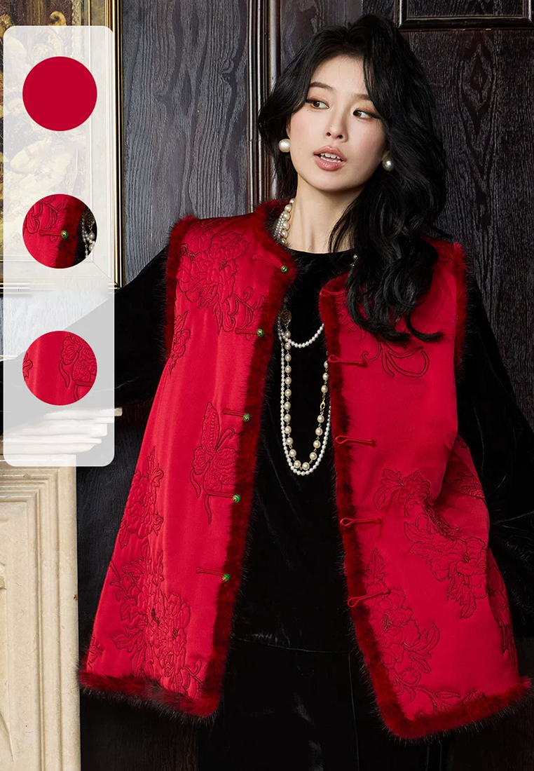 New A/W Chinese style padded and thickened vest CA25010709RD