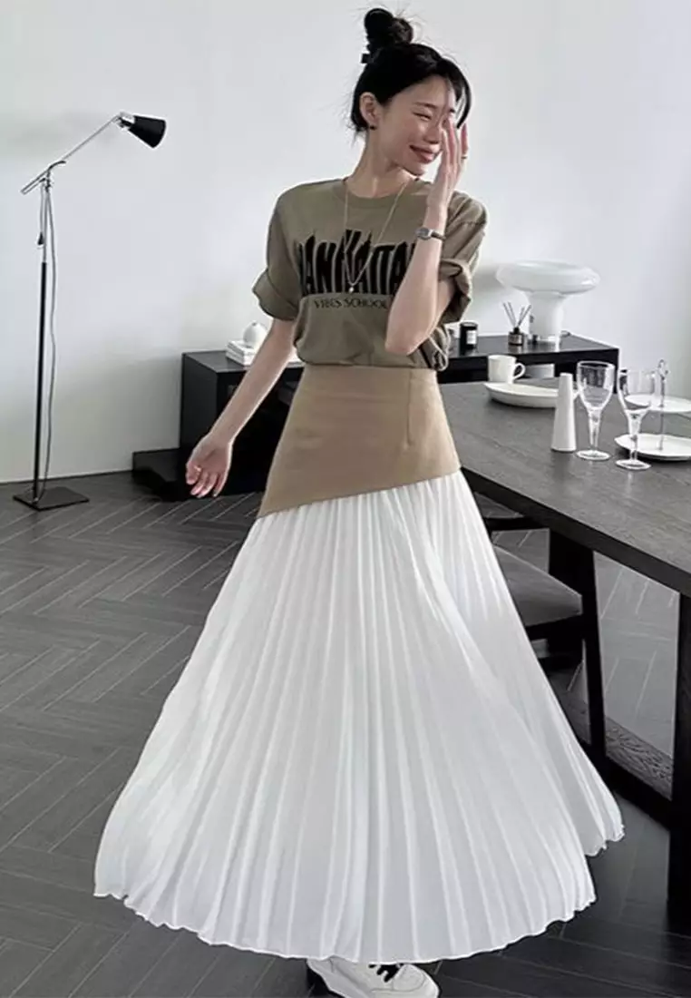 New pleated patchwork skirt K092701BK