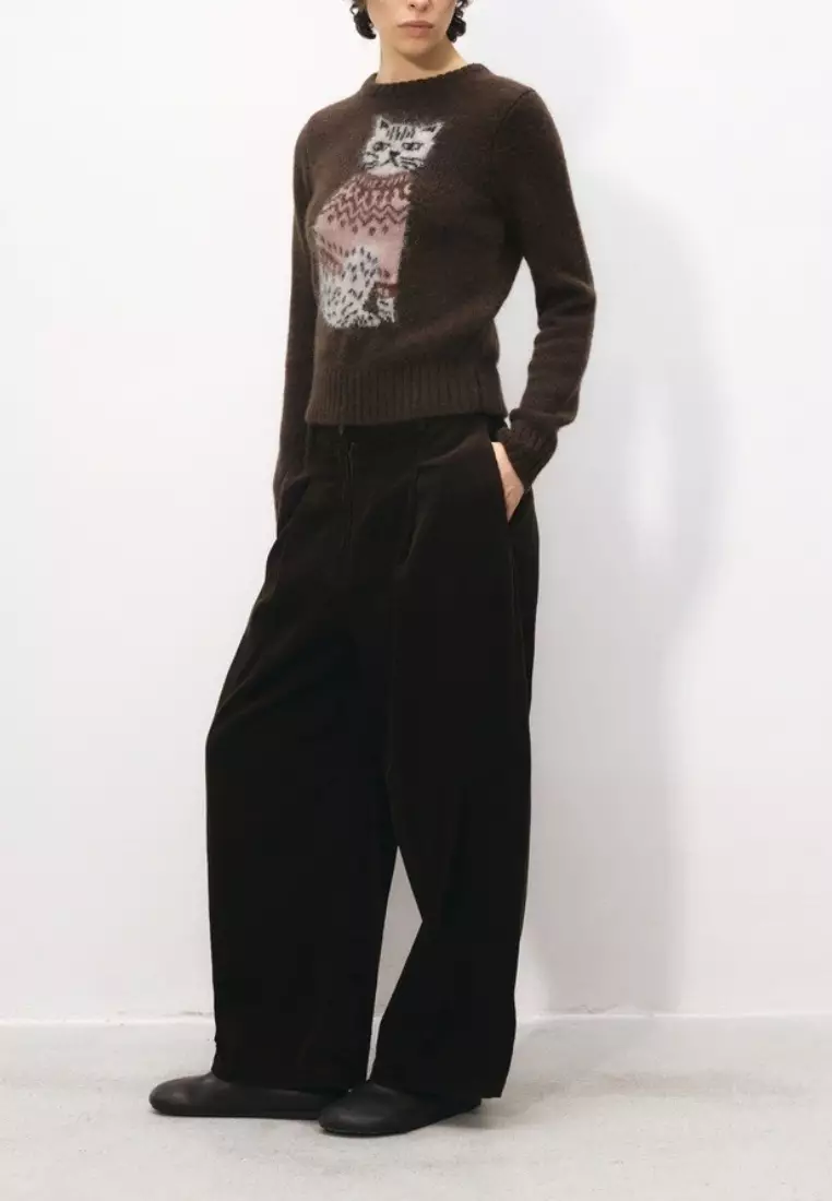 Temperament new animal pattern knitted alpaca sweater top K1126012