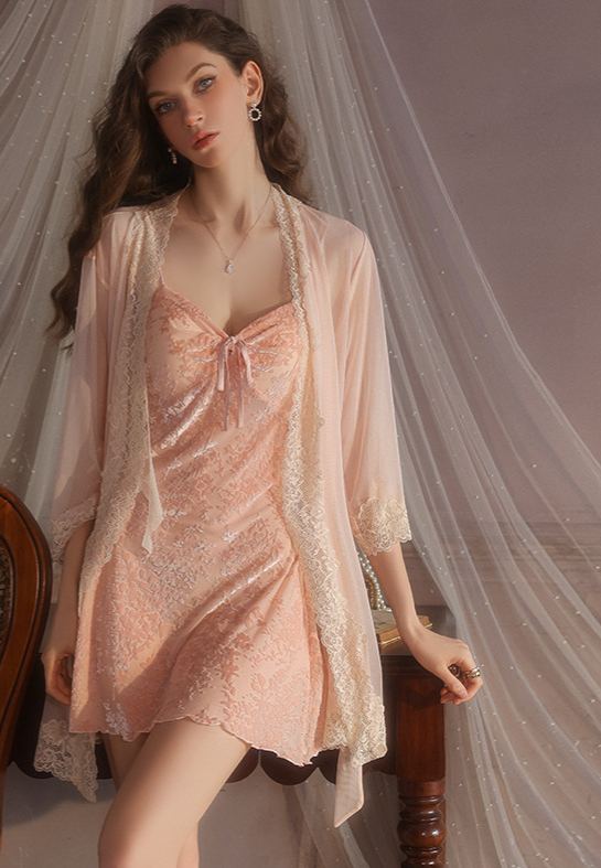 New Sweet and alluring slip dress /robe set Pajama K121604