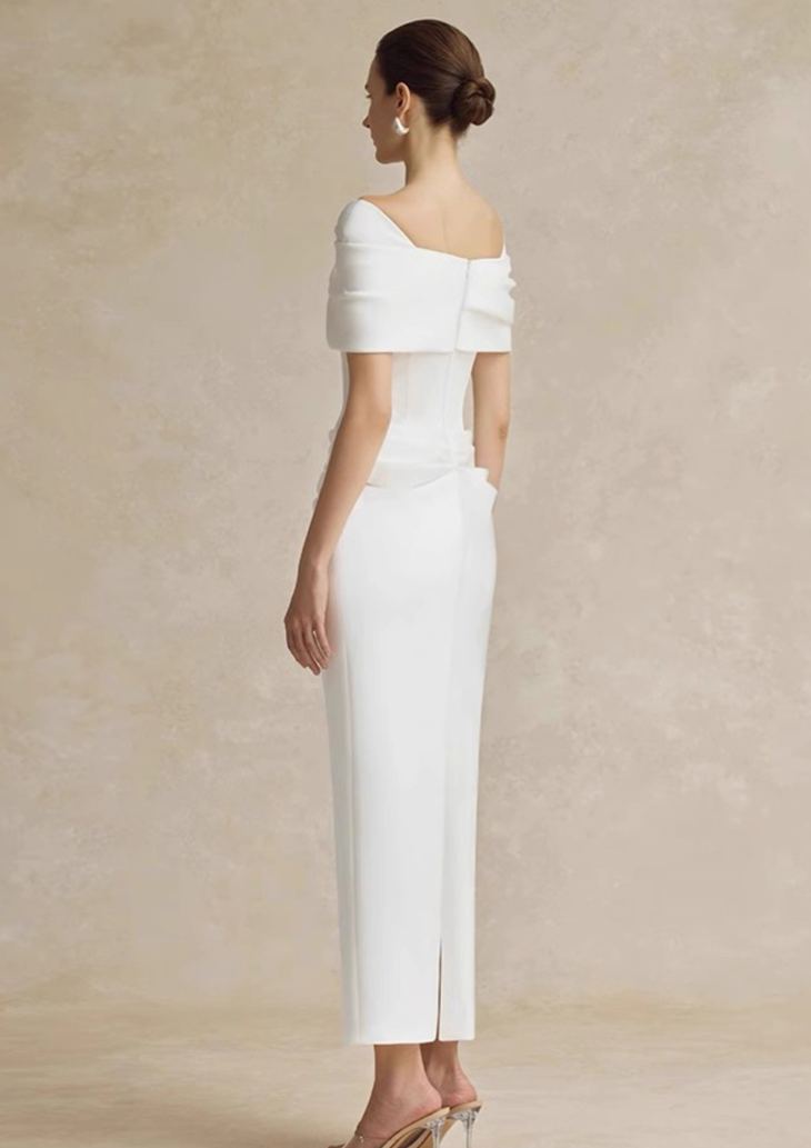 New Elegant off-shoulder White Evening dress K122307