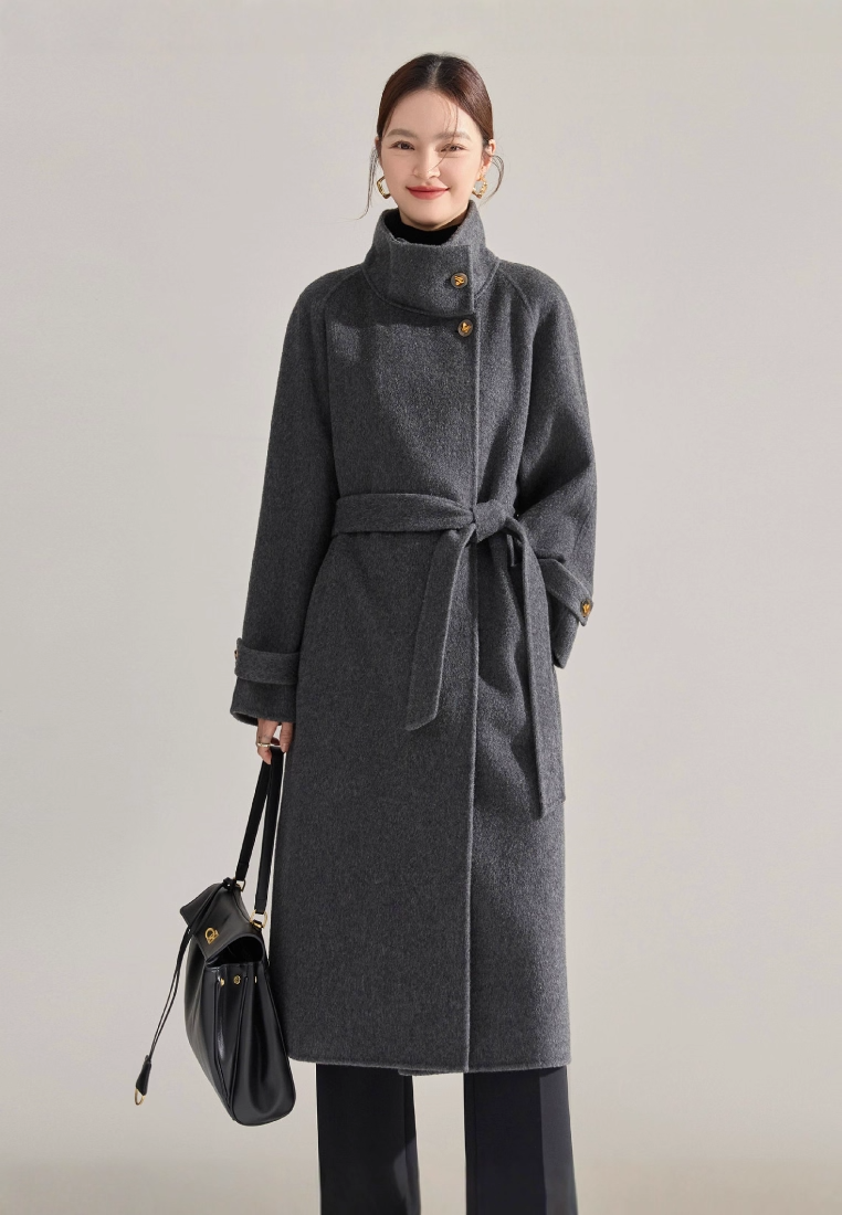 New winter stand-up collar long fitted coat CA25111703GY