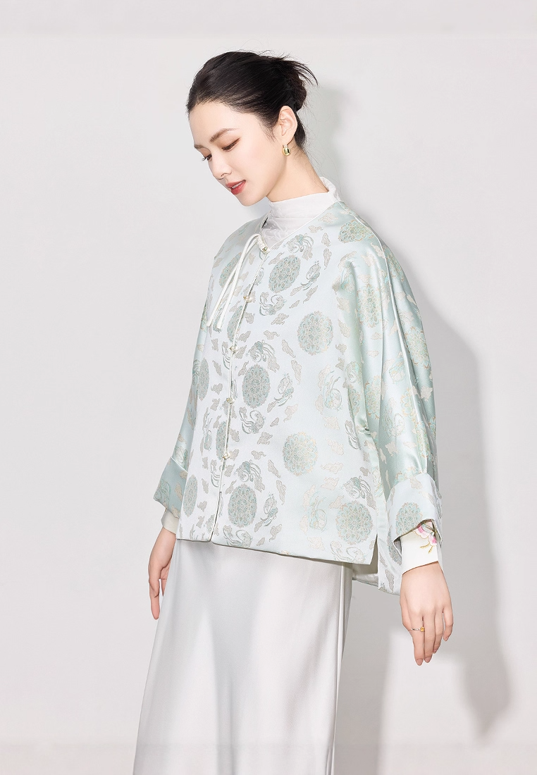 Autumn Luxury New Arrival Heavyweight Faux Song Brocade Retro Round Neck Top CA2025121504GR