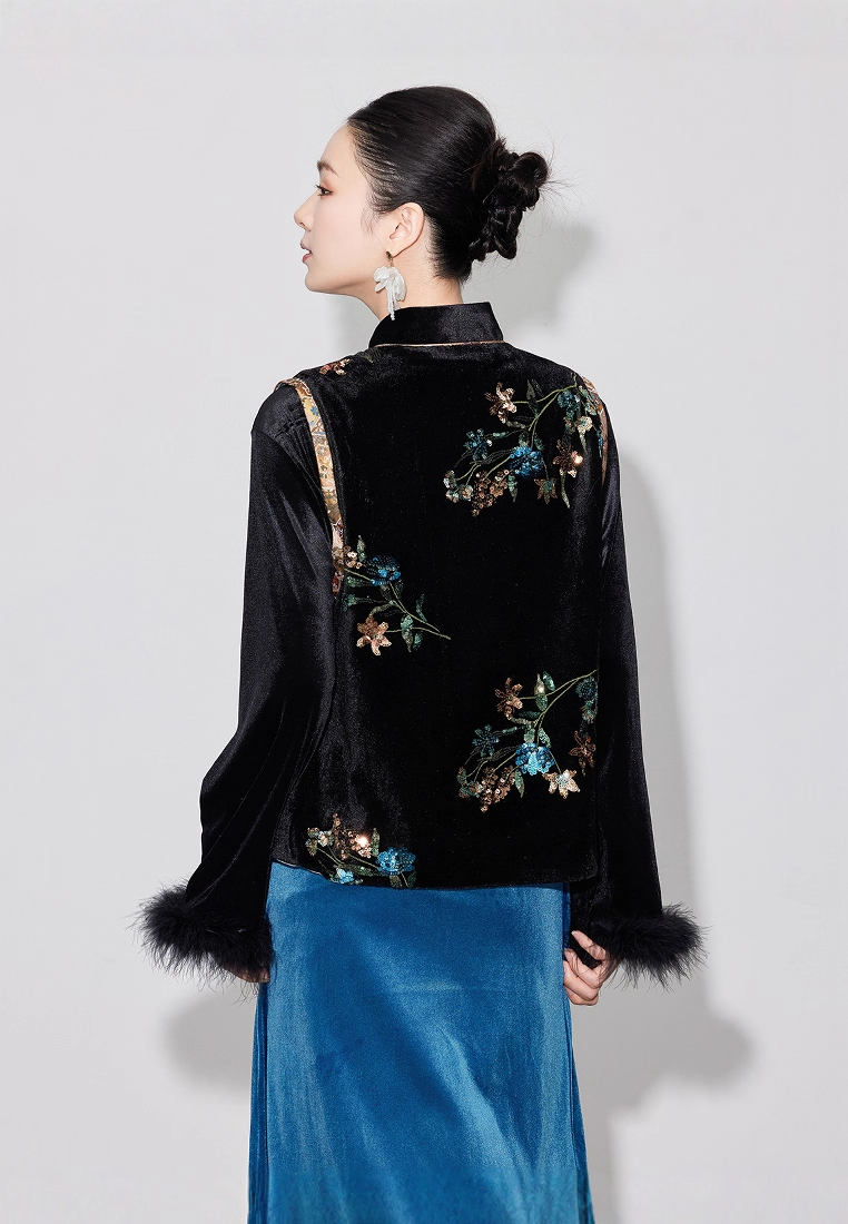 New Chinese Luxury Style Velvet Vestop Traditional National Charm and Stylish Design CA20251215BK