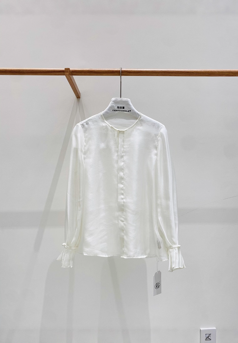 New Chinese Style Light National Trend Sheer Gauze Crew Neck Long Sleeve CA20251215W