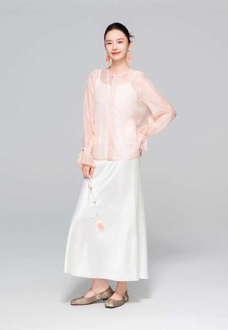 Women's Guofeng Shirt, Crew Neck & Flared Sleeve Blouse CA25121510PI