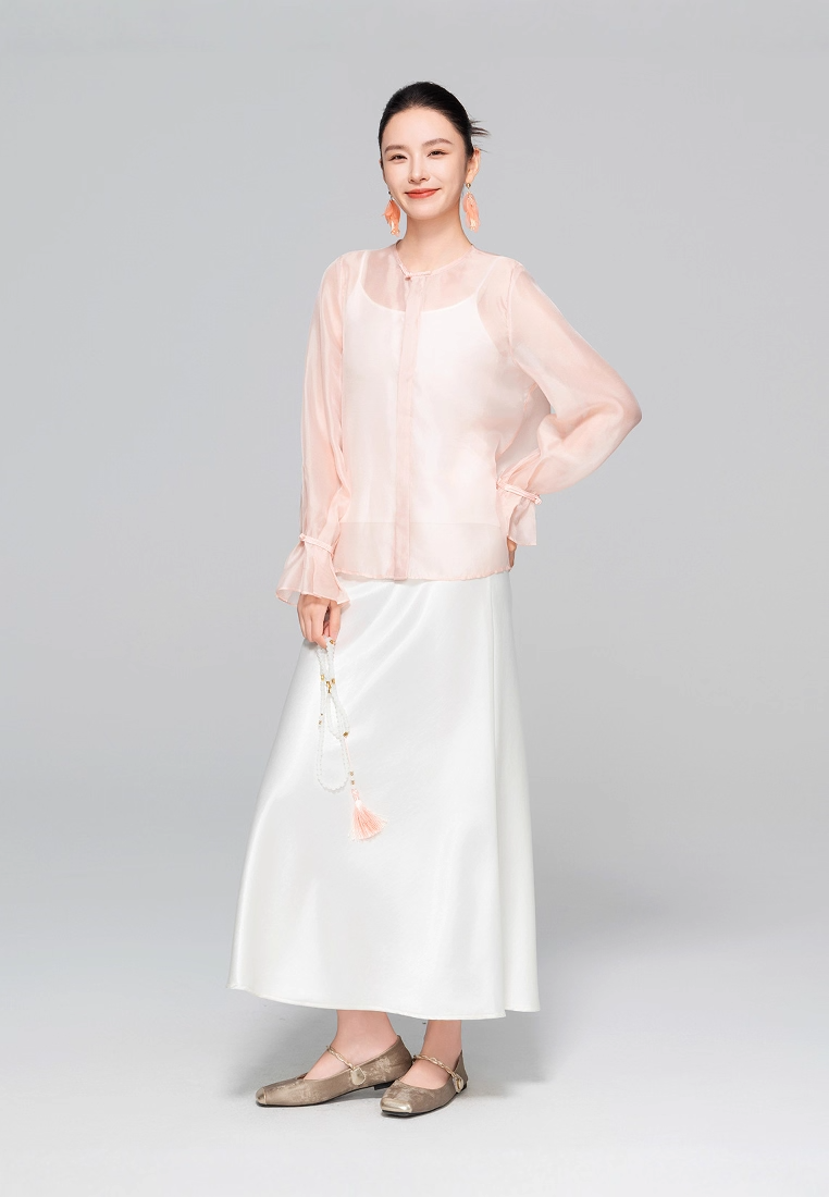 Women's Guofeng Shirt, Crew Neck & Flared Sleeve Blouse CA25121510PI