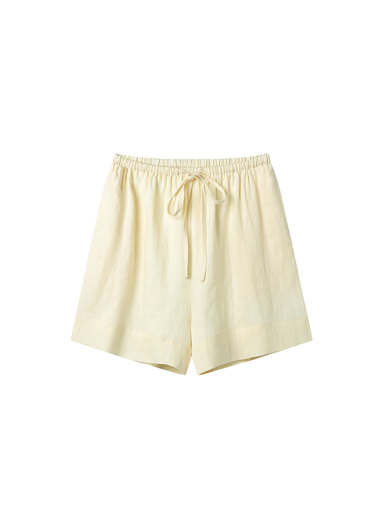 Classic Linen Long Sleeve Shirt And Shorts Set Women Casual Two Piece Outfit K26032406