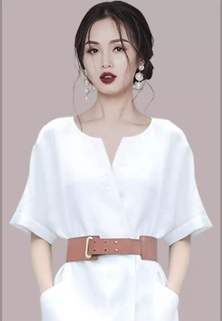 2024 Summer minimalist white temperament dress CA24041809W