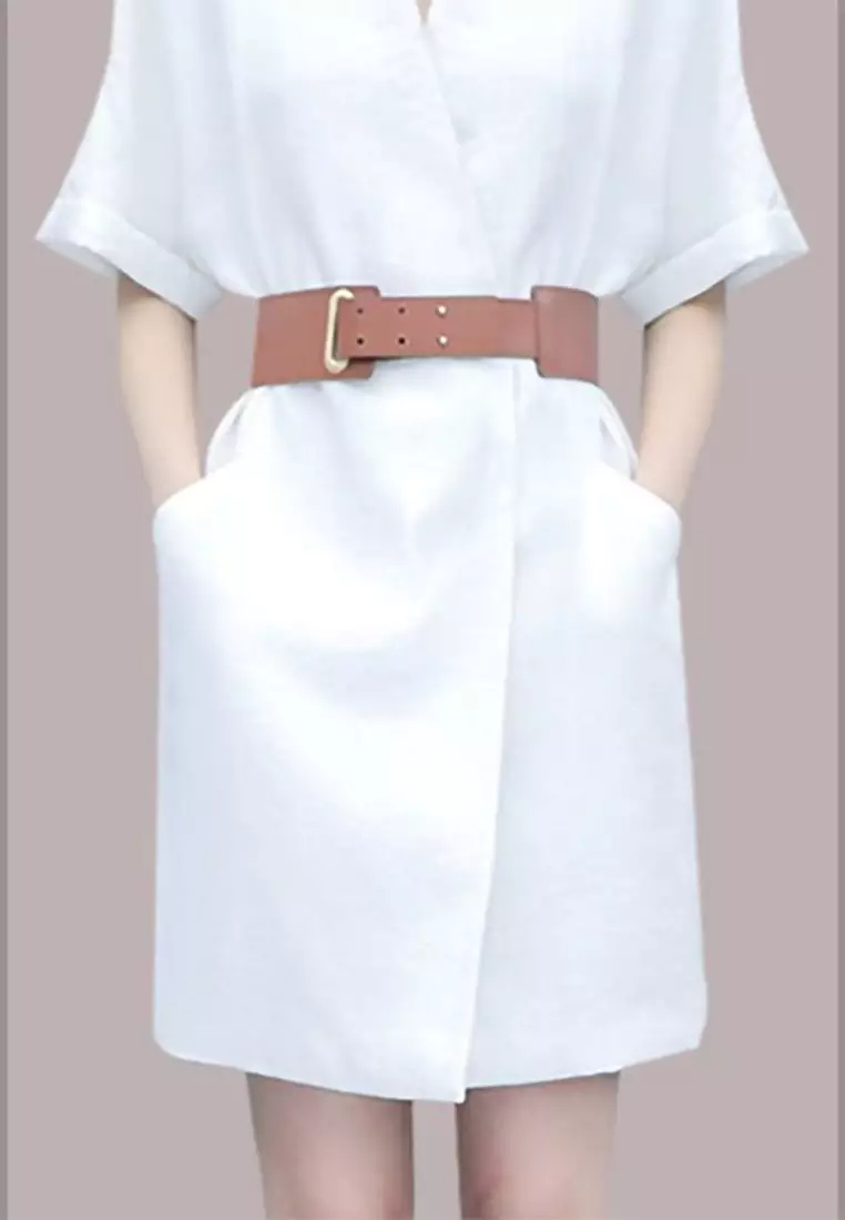 2024 Summer minimalist white temperament dress CA24041809W