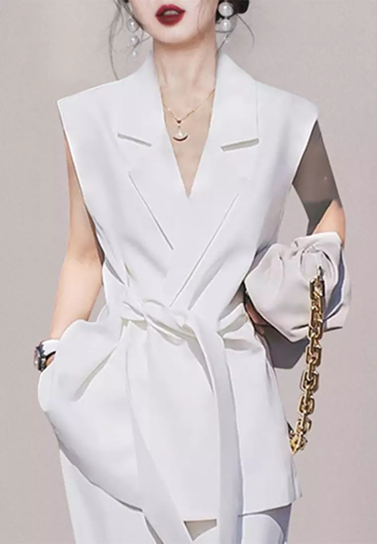 2024 Fashion Set White Suit Coat CA24041808W
