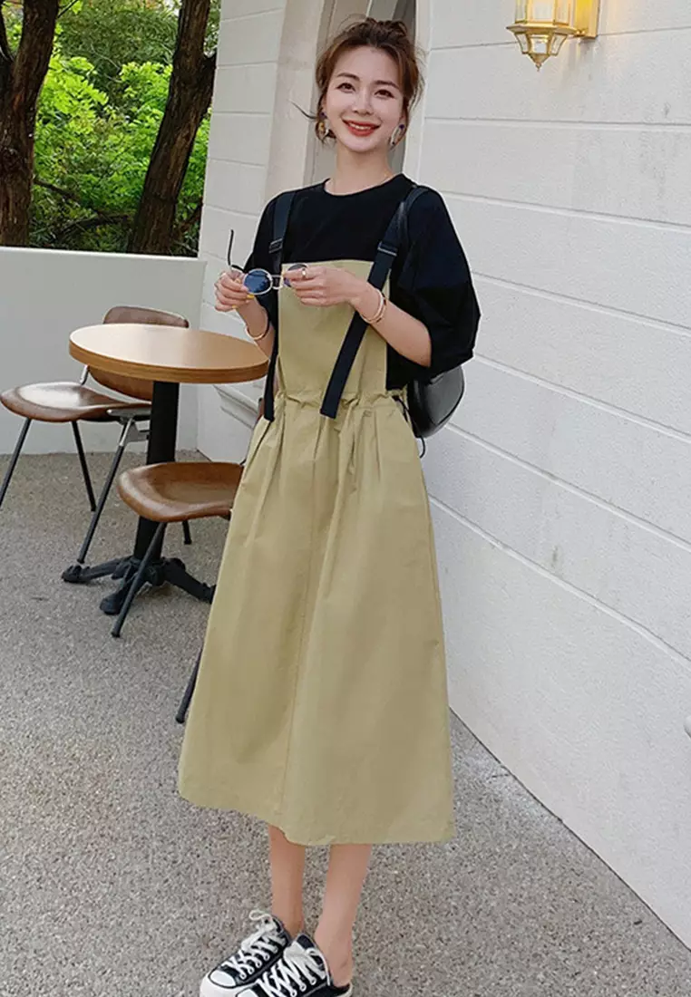 Causal style One Piece Dress with T shirt Suit  A22033110W