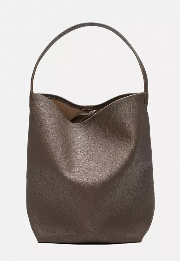 New suede cowhide large capacity genuine leather bucket bag K100401-BW