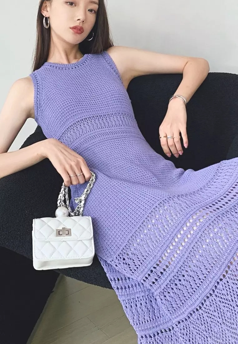 2024 new temperament knitted hollow vest dress K052104BK