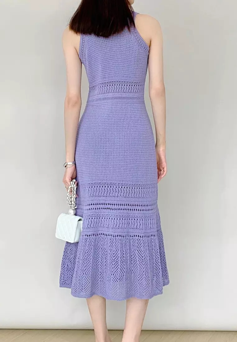 2024 new temperament knitted hollow vest dress K052104BK