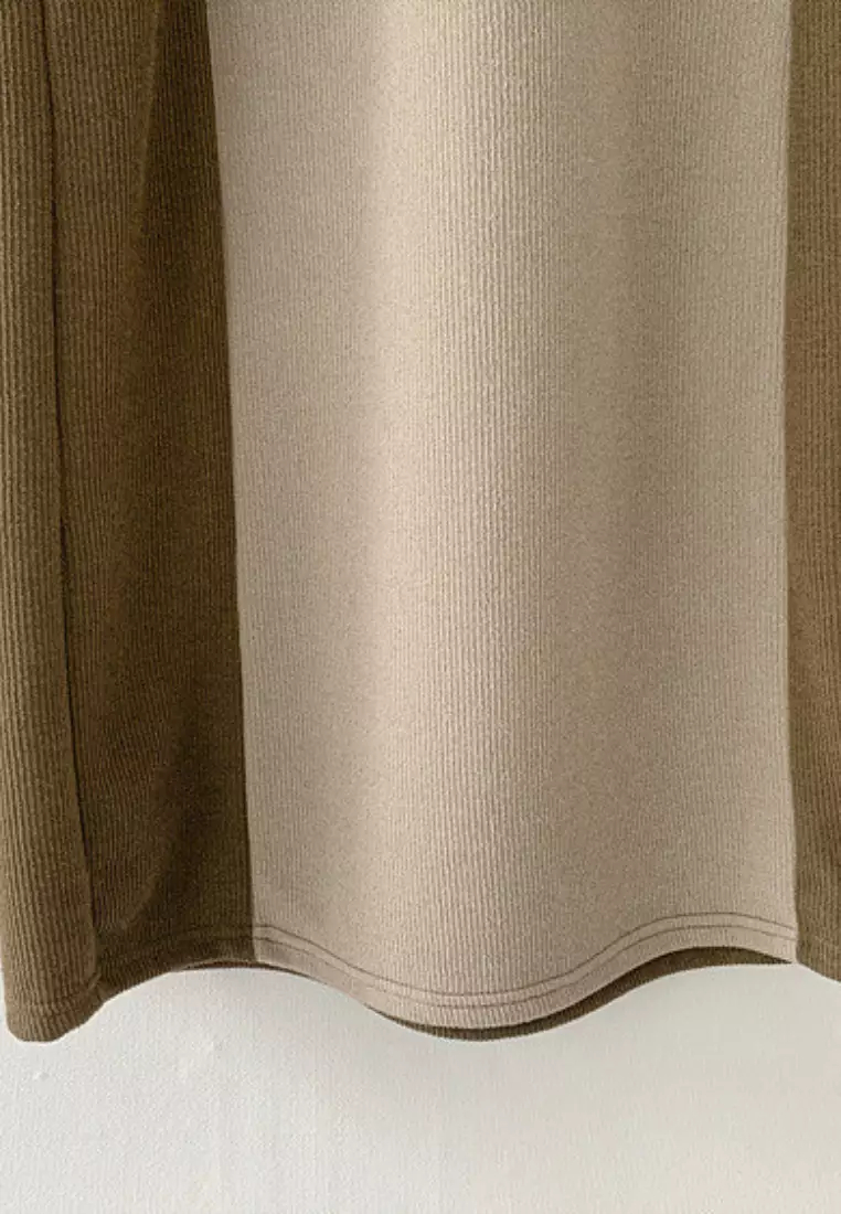 2024 New Colorblock Knitted Long Sleeve Dress K092502-BK