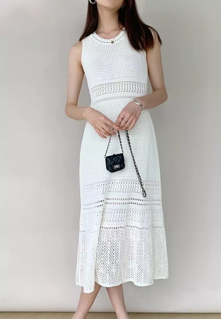 2024 new temperament knitted hollow vest dress K052104BK