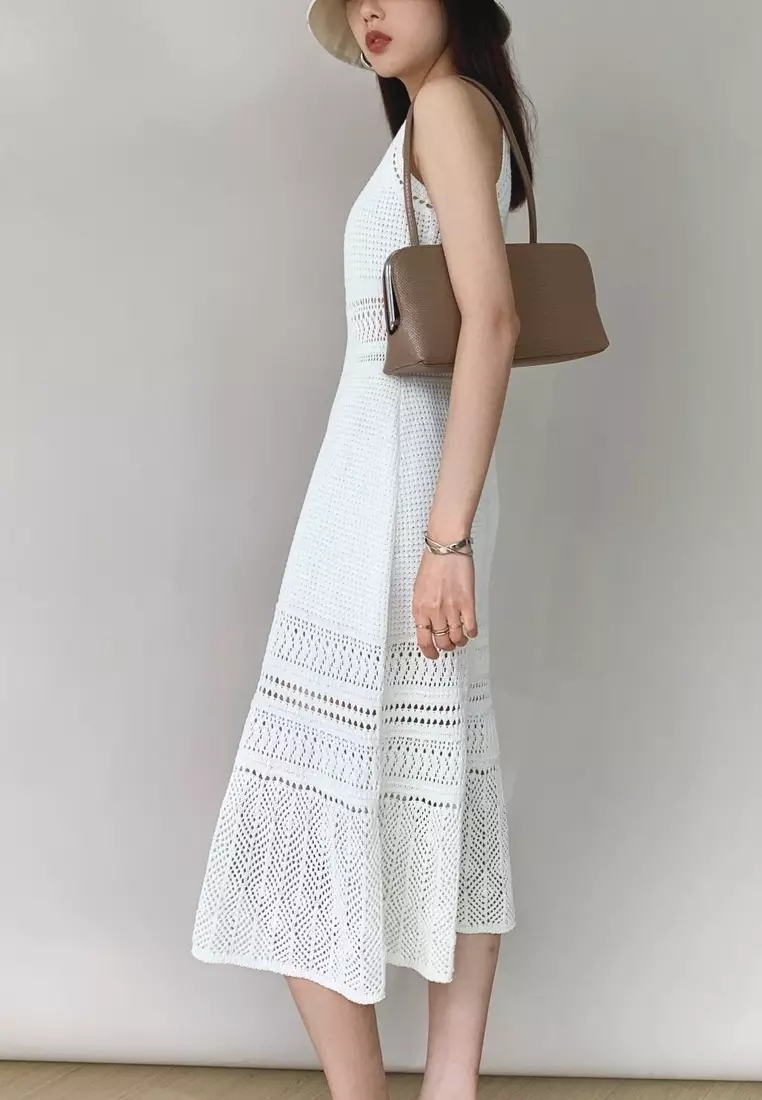 2024 new temperament knitted hollow vest dress K052104BK