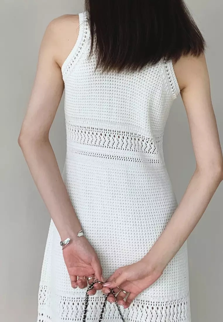 2024 new temperament knitted hollow vest dress K052104BK