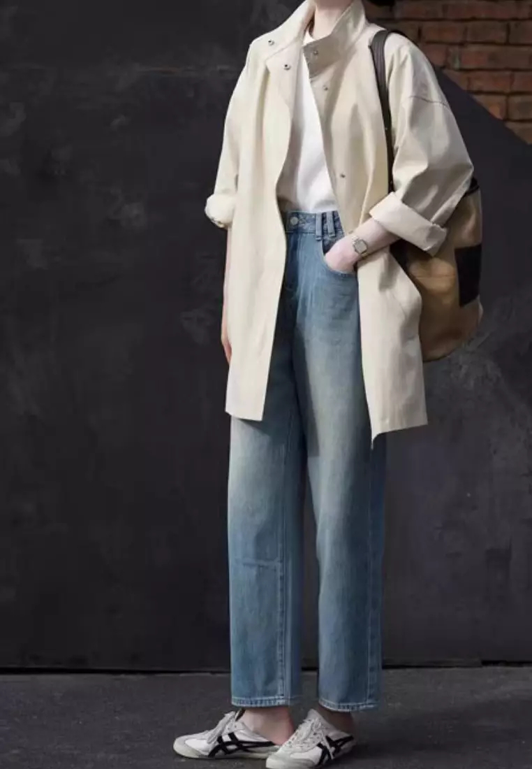 New simple women's windbreaker trench coat K091602