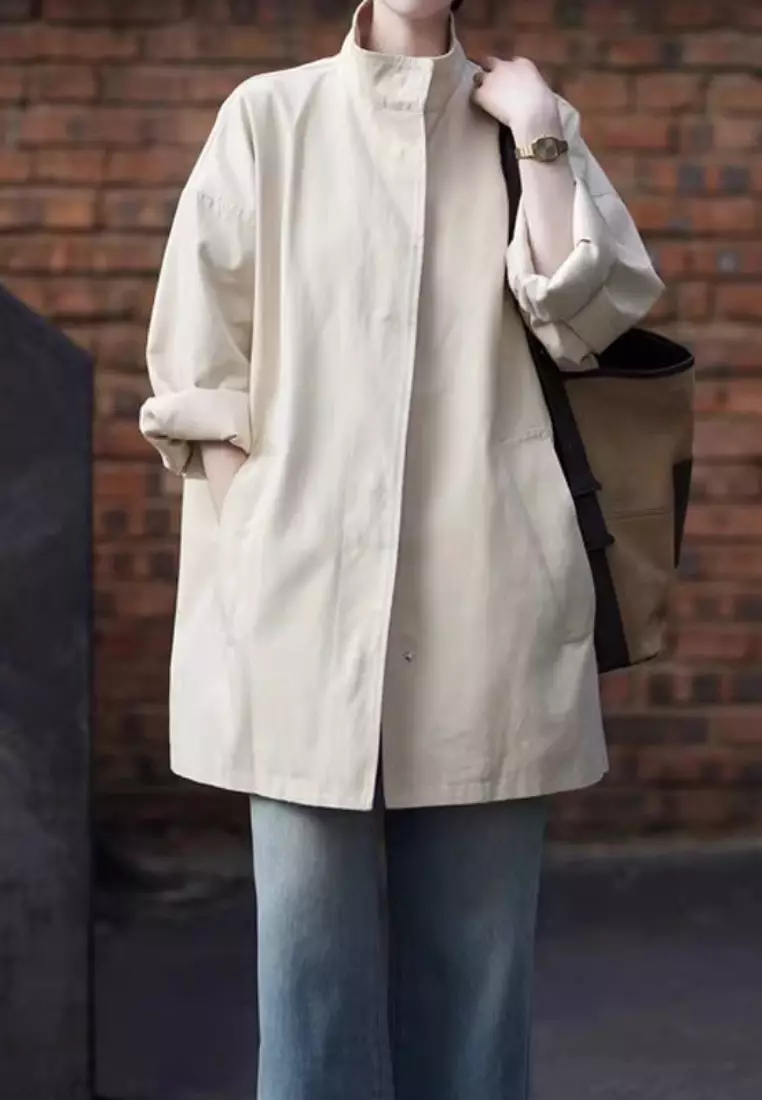 New simple women's windbreaker trench coat K091602