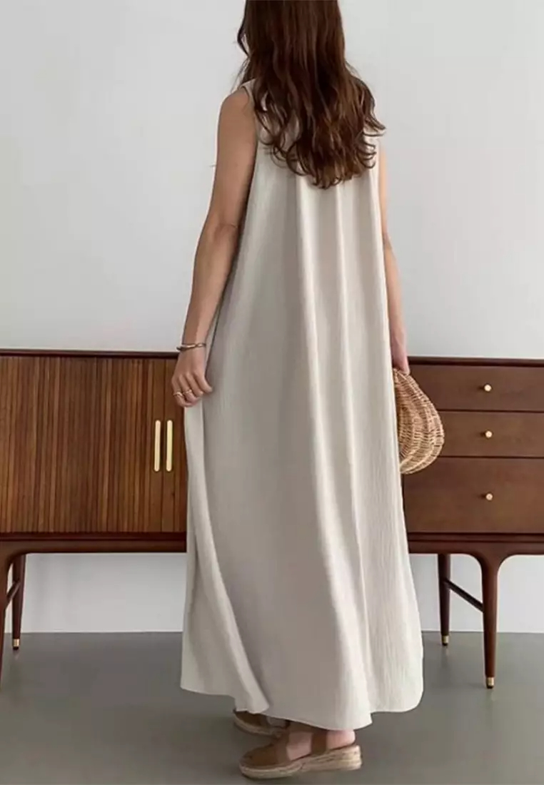 2024 New Versatile Ruffle Edge Sleeveless Dress CA24041826BK