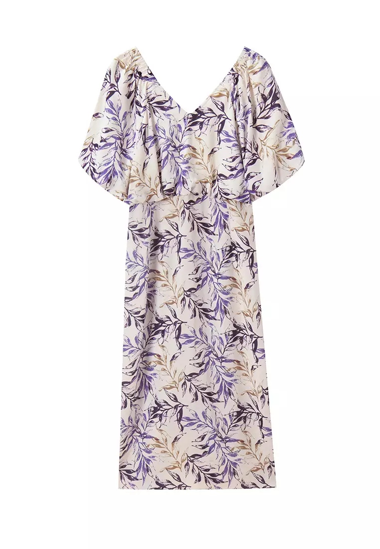 2024 New French floral Print V neck Summer dress K043003