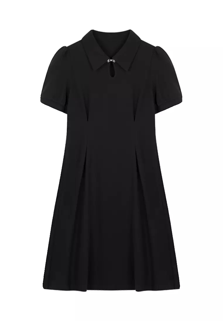 2024 Summer New Puff Sleeve Retro Black Dress K050901