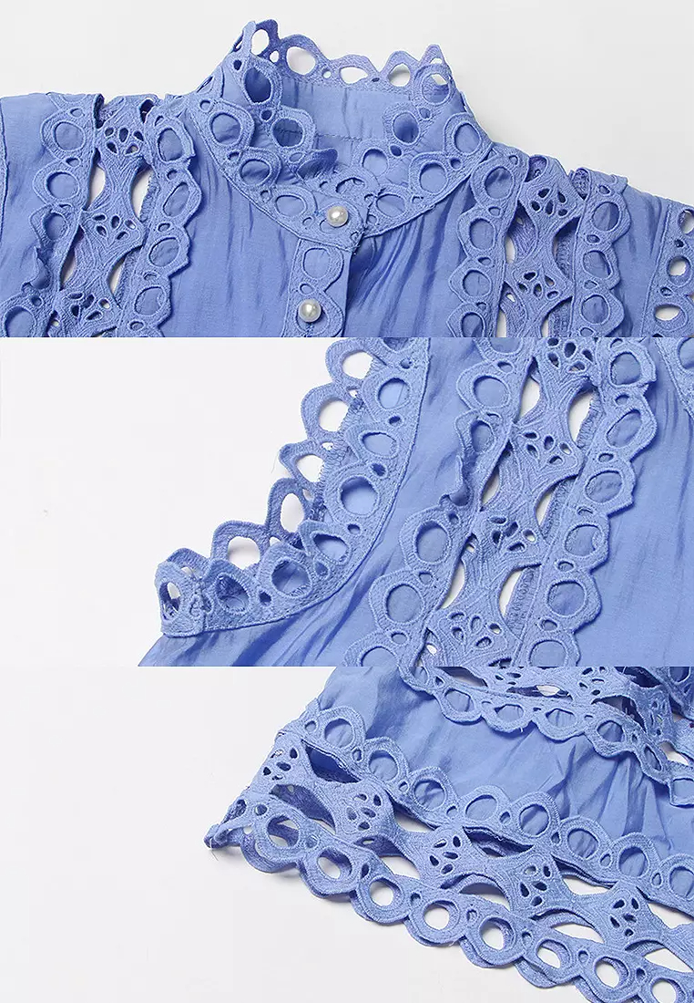 2024 Summer Round Neck Sleeveless Lace Dress CA24032624BK