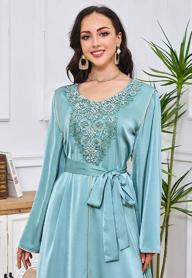 Embroidered gold-tone Web vest two-piece Baju Kurungs & Sets CA24021979BE