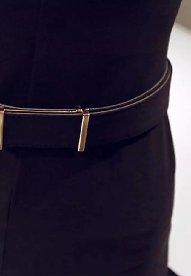 Korean Style Hollow Slim-Fit Hip One Piece Dress A21022227BK-S