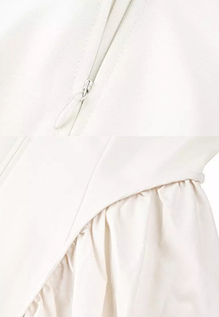 New patchwork pleated skirt solid color sleeveless dress CA24032527W