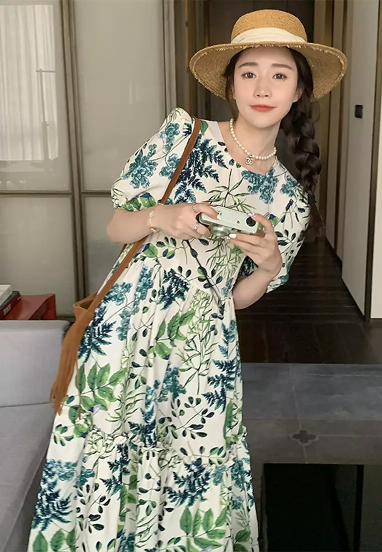 Summer New Floral Short Sleeve Women Dress K042901
