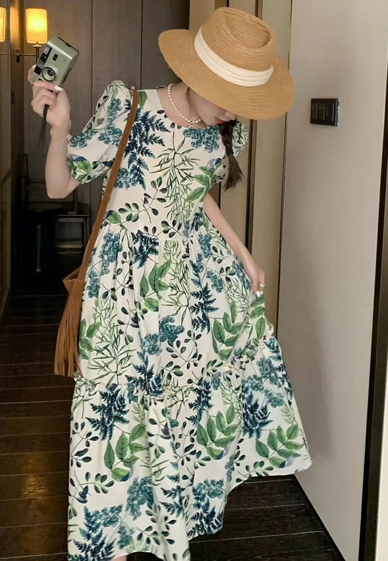 Summer New Floral Short Sleeve Women Dress K042901